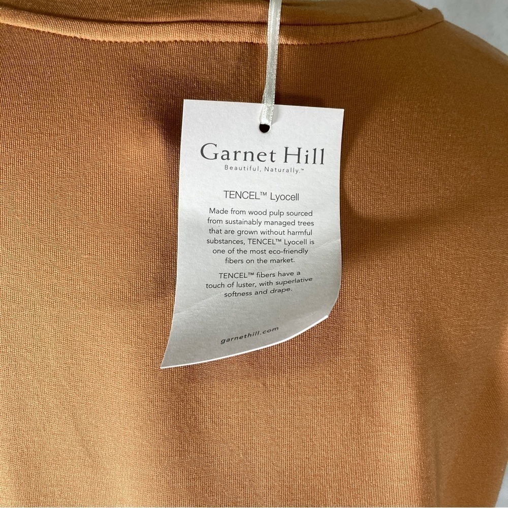 NWT Garnet Hill tencel mustard yellow ruched front midi dress - Picture 6 of 9